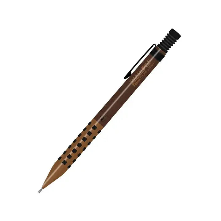 Pentel Smash Limited Seasar Brown versatil kalem, kahve gövde ve bakır kavrama, açılı tam boy, 0.5 mm