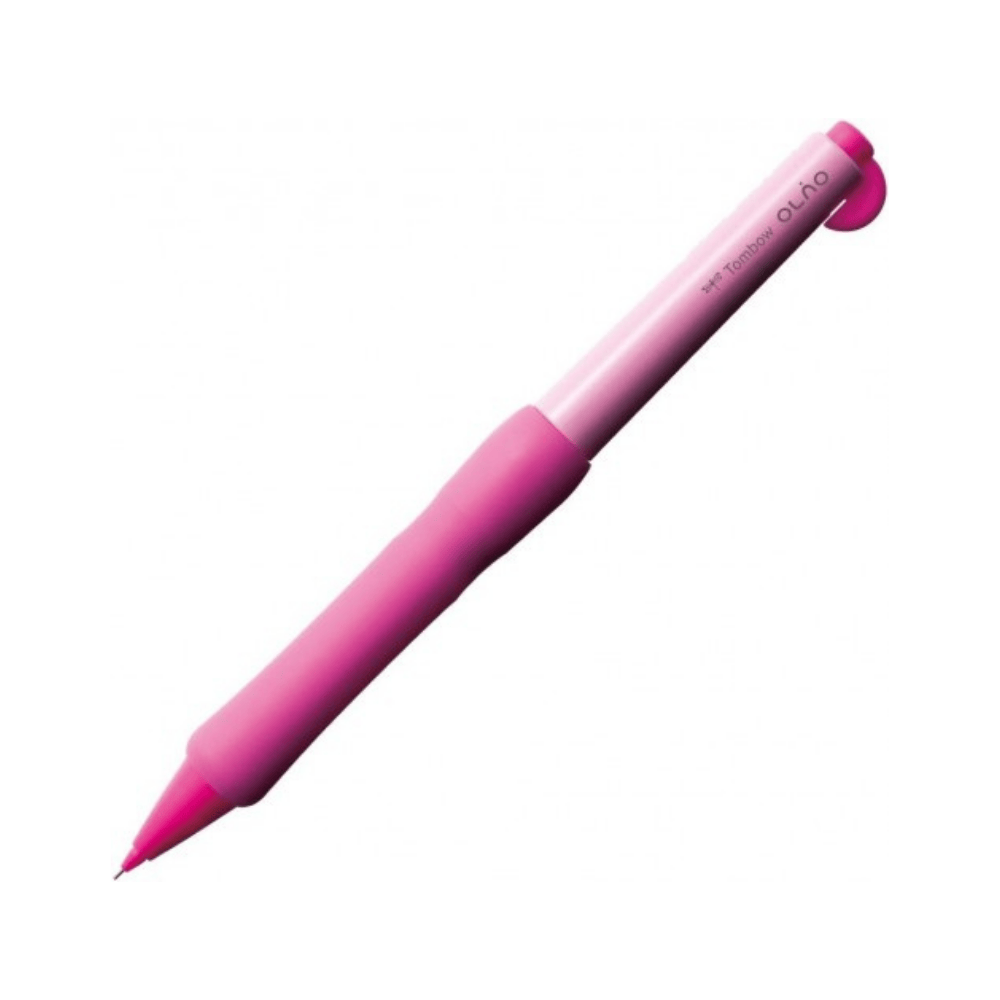 Tombow Olno pastel pembe versatil kalem tam boy, kanca biçimli klips ve kalın pembe kavrama