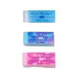 Seed Clear Radar silgi üç renk alt alta; şeffaf mavi, mavi Color Edition ve pembe Color Edition