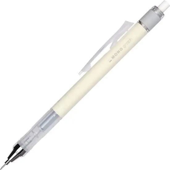 Tombow Mono Graph versatil kalem pastel sarı gövde, beyaz klips ve silgili başlık, 0.5 mm