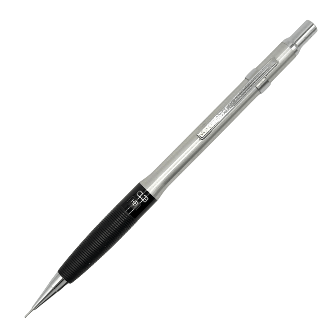 Tombow SH-1000 LP vintage versatil kalem, çelik gövde ve siyah yivli kavrama, tam boy, 0.3 mm