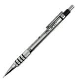 Uni Pro Staff vintage versatil kalem gümüş metal gövde, halkalı kavrama ve siyah başlık, 0.5 mm
