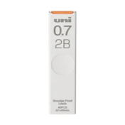 Uni Smudge-Proof kalem ucu kutusu, 0.7 mm 2B, turuncu şeritli beyaz ambalaj, 40 adet