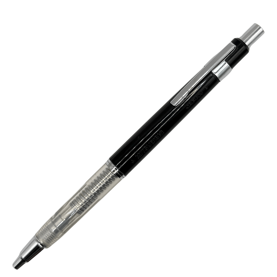 Uni M5-59 W-KNOCK vintage versatil kalem siyah gövde, şeffaf uç bölümü, tam boy