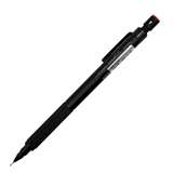 Uni M5-1052 vintage versatil kalem, mat siyah gövde ve kırmızı başlık, tam boy çapraz görünüm, 0.5 mm