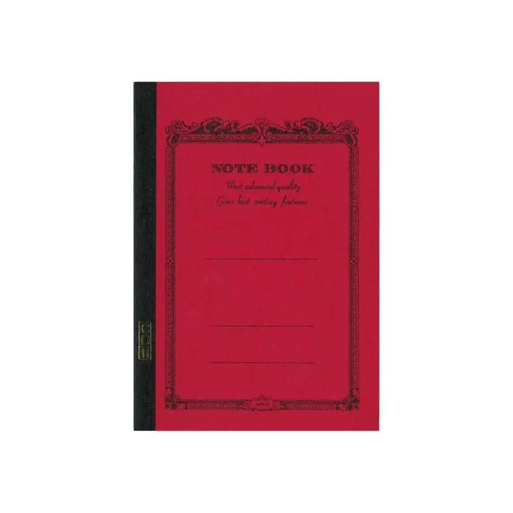 Apica CD-11 A5 defter kırmızı kapak, siyah bez sırt ve klasik NOTE BOOK çerçevesi
