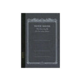 Apica CD-11 A5 defter siyah kapak, gümüş süslü çerçeve ve NOTE BOOK baskısı önden