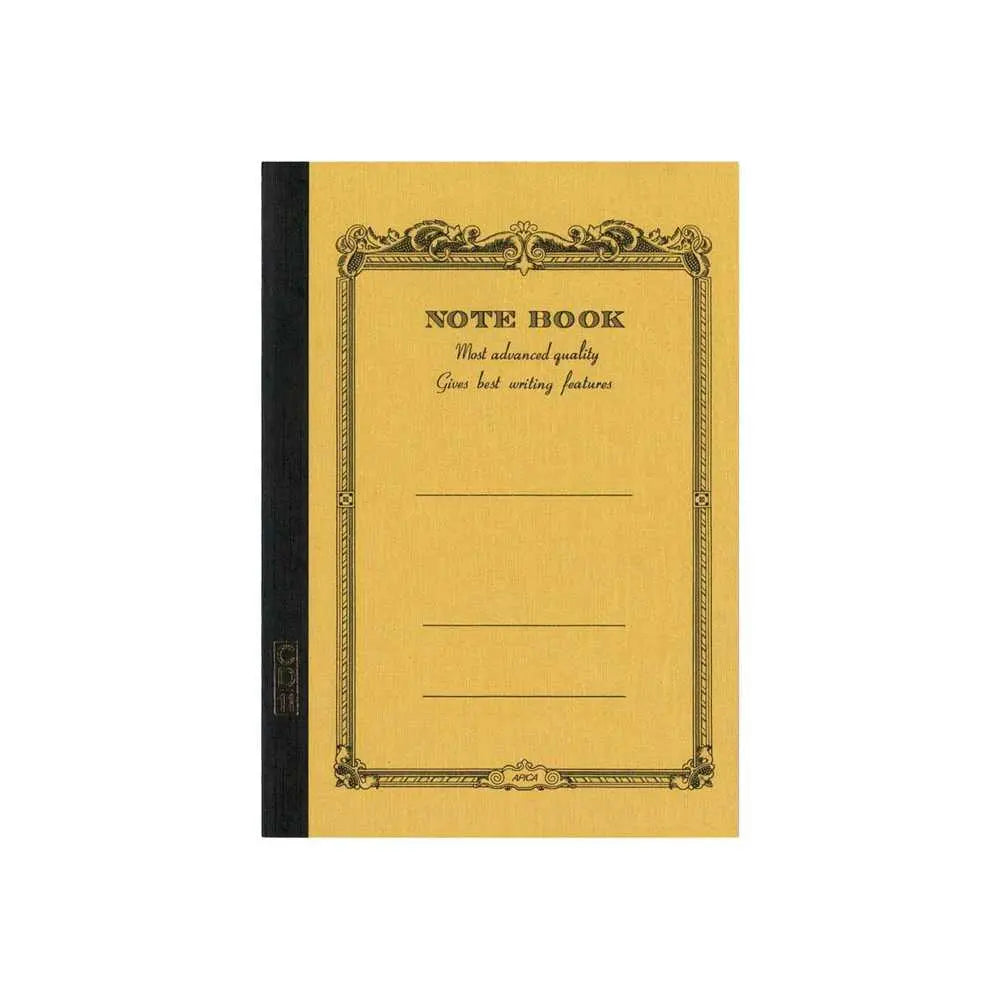 Apica CD-11 A5 Defter hardal sarısı kapak, süslü çerçeveli Note Book baskısı ve siyah bez sırt