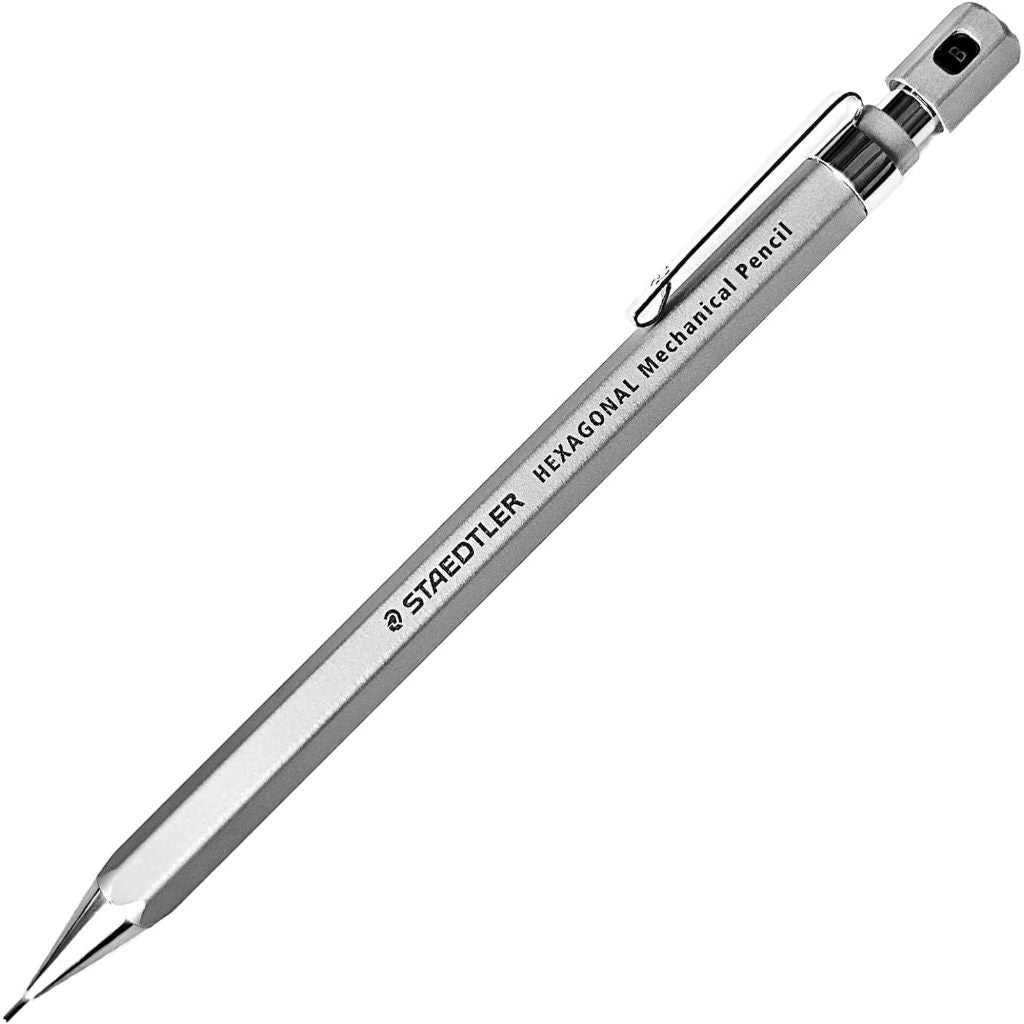 Staedtler Hexagonal gümüş altıgen metal gövde, tel klips ve sertlik göstergesi, tam boy, 0.5 mm