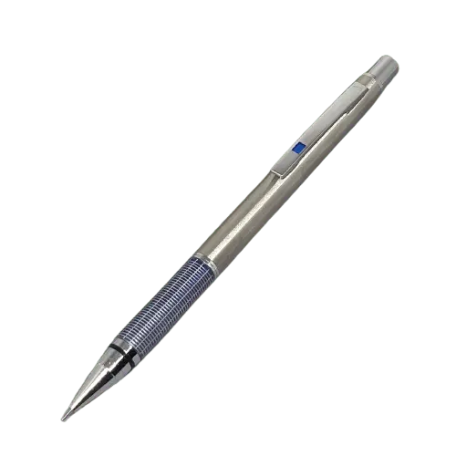 Ohto SP 15 vintage versatil kalem paslanmaz çelik gövde, mavi tırtıklı kavrama, 0.5 mm