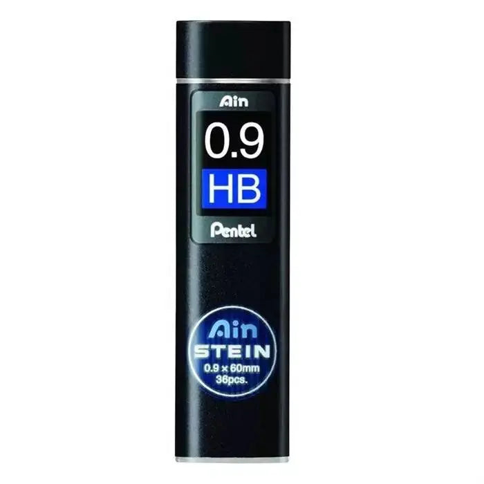 Pentel Ain Stein kalem ucu tüpü, siyah gövdesinde 0.9 mm HB ve 36 adet bilgisi