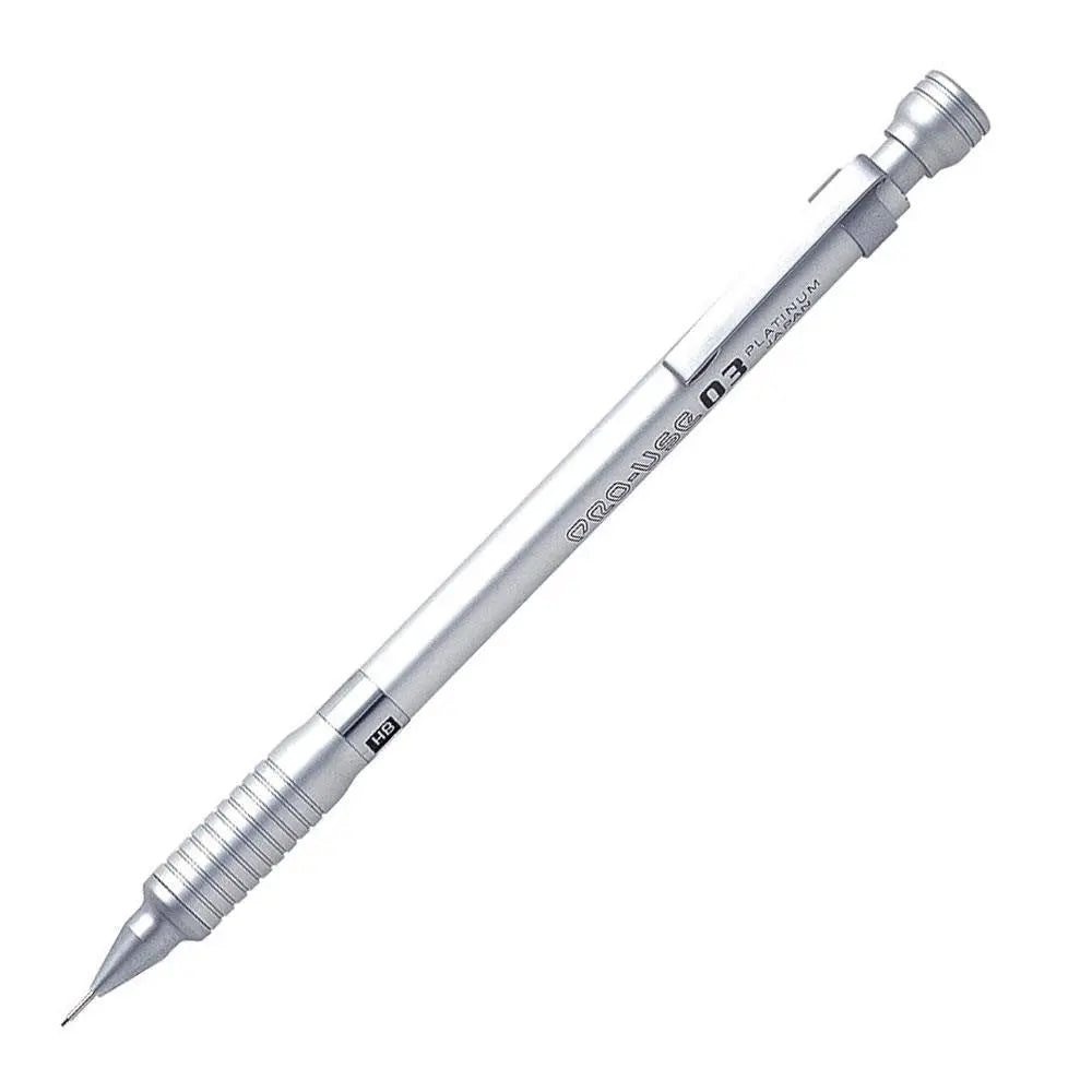 Platinum Pro-Use MSD-1000A versatil kalem gümüş gövde, yivli kavrama ve HB göstergesi, 0.3 mm