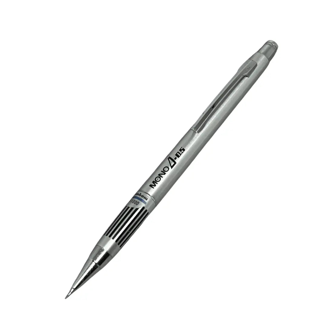 Tombow Mono Delta vintage versatil kalem gümüş gövde, çizgili kavrama, 0.5 mm