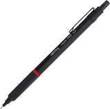 Rotring Rapid Pro versatil kalem mat siyah gövde, kırmızı halka ve tırtıklı kavrama, 0.5 mm