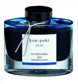 Pilot Iroshizuku Kon-Peki şişe mürekkep, cam şişede koyu lacivert mavi, 50 ml etiketli