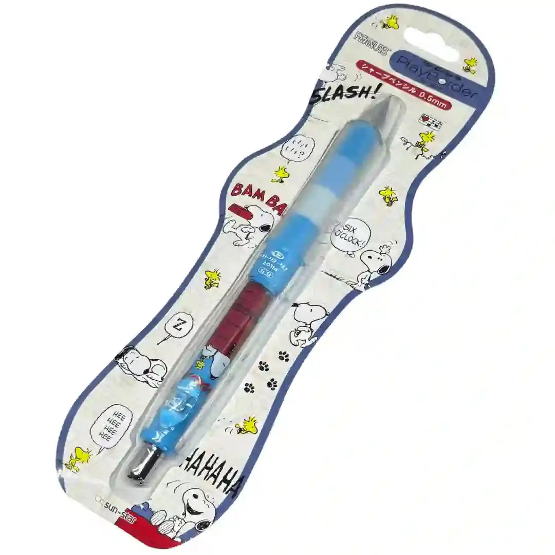 Pilot Dr Grip Peanuts versatil kalem Snoopy desenli blister ambalajında, mavi kavrama, 0.5 mm