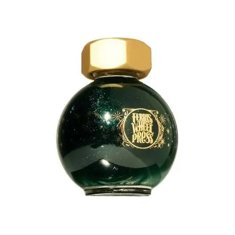 Ferris Wheel Press Green With Curiosity 20 ml mürekkep, küre biçimli yeşil cam şişe altın kapaklı