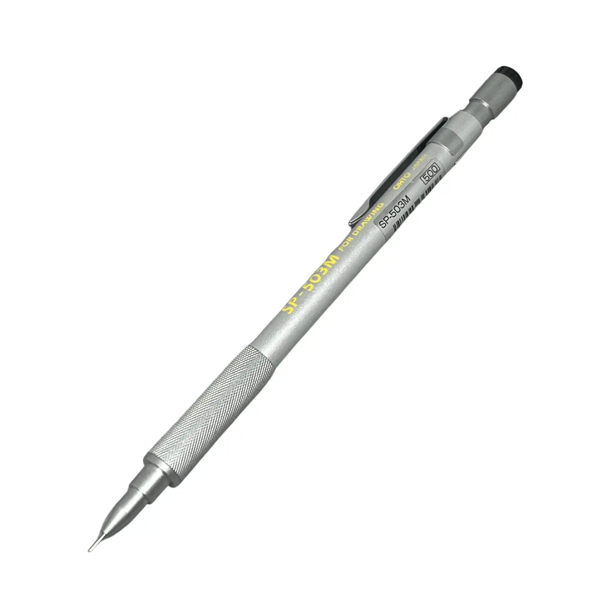 Ohto SP-503M versatil kalem 0.3 mm, gümüş gövde, tırtıklı metal kavrama ve For Drawing yazısı