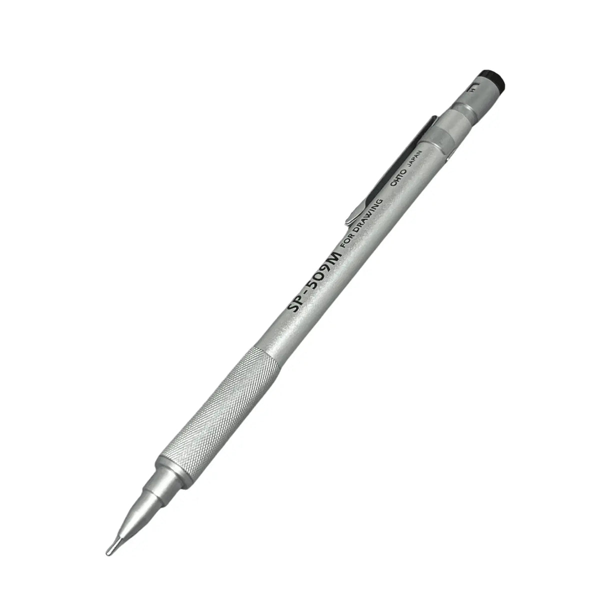 Ohto SP-509M versatil kalem gümüş alüminyum gövde, tırtıklı kavrama ve çizim ucu, 0.9 mm