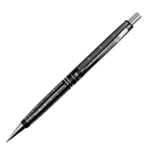 Tombow vintage metal versatil kalem, siyah gövdede gümüş geometrik desen, çapraz tam boy, 0.5 mm