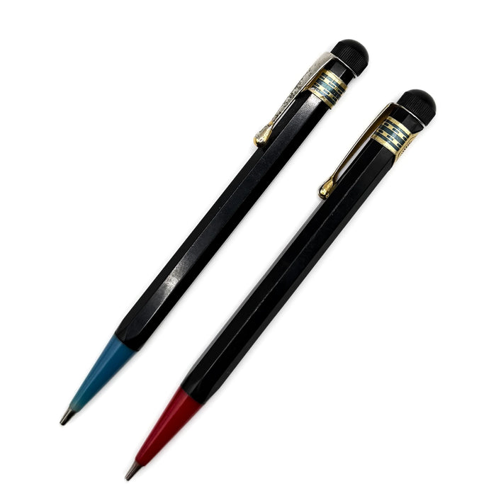 Kaweco vintage klipsli versatil kalem, mavi ve kırmızı uç konili iki kalem