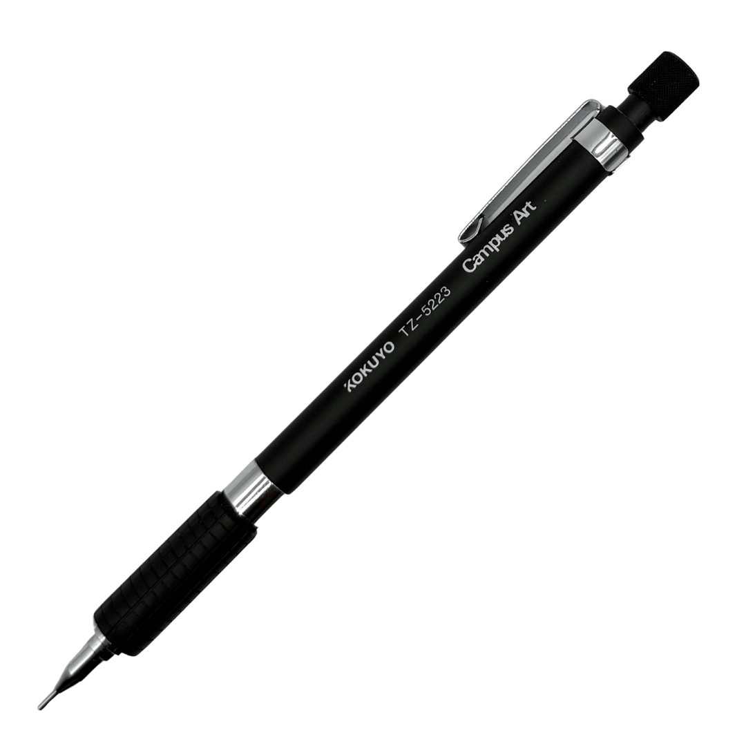 Kokuyo TZ-5223 Campus Art vintage versatil kalem siyah gövde, tam boy görünüm, 0.7 mm