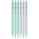 Kokuyo Campus Enpitsu Sharp versatil kalemler, mint ve gri gövdeli altı kalem, 0.3, 0.5 ve 1.3 mm