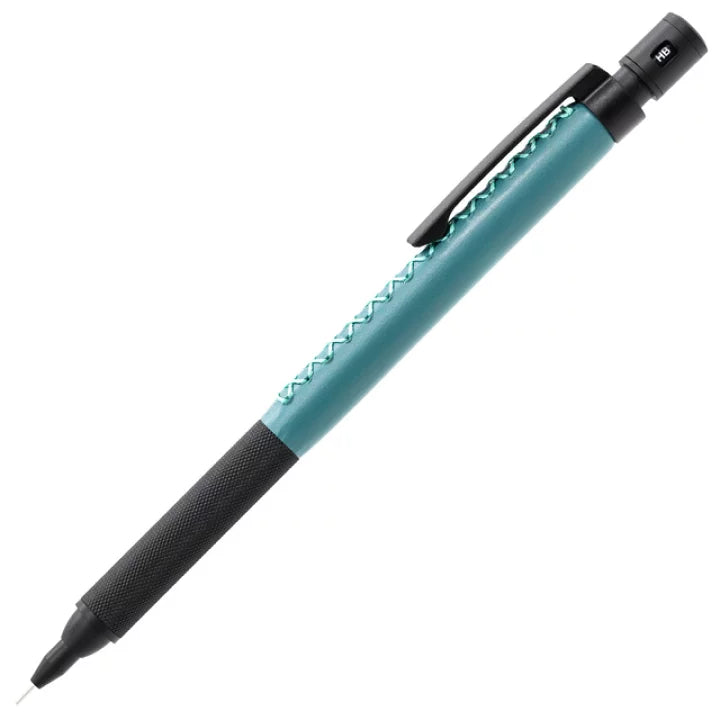 Luddite TechDraw 2 deri versatil kalem petrol yeşili gövde, dikili deri kaplama ve siyah kavrama, 0.5 mm