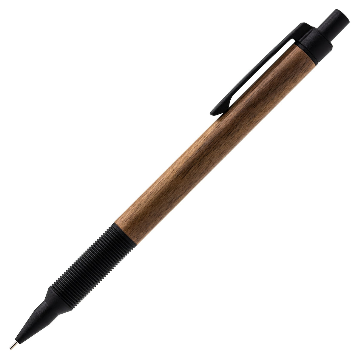 Luddite EverDraw versatil kalem ceviz ahşap gövde, siyah tırtıklı kavrama ve klips, 0.5 mm