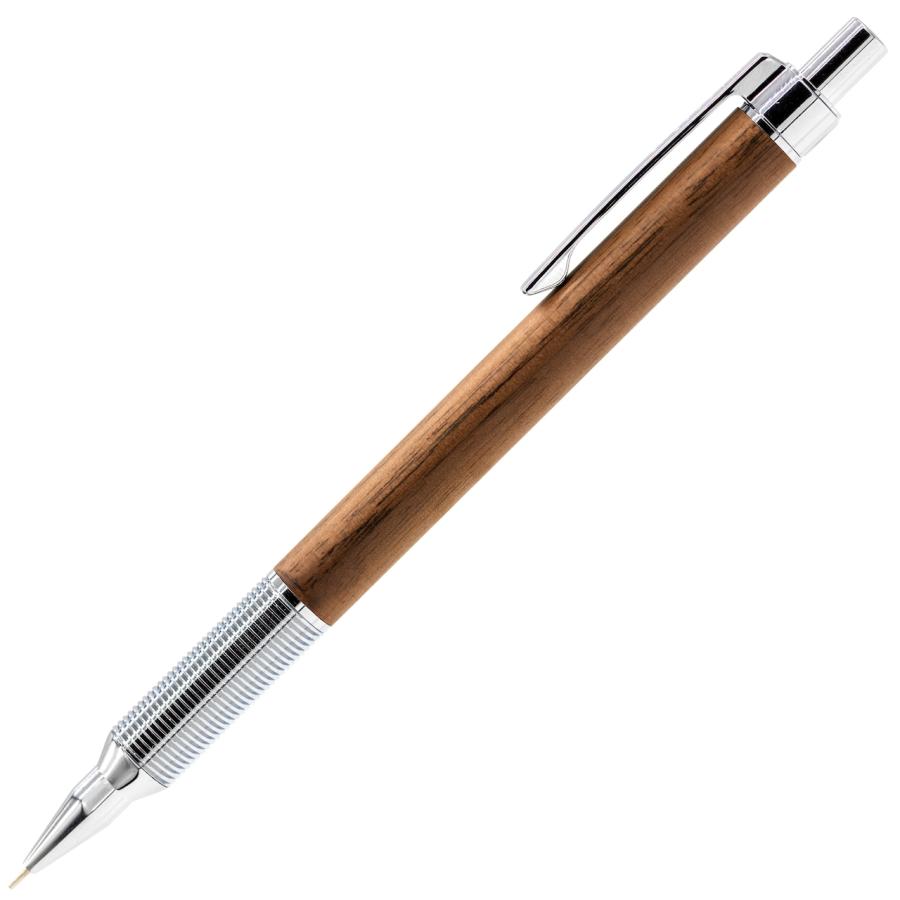 Luddite EverDraw versatil kalem ceviz ahşap gövde, krom yivli kavrama ve klips, tam boy, 0.5 mm