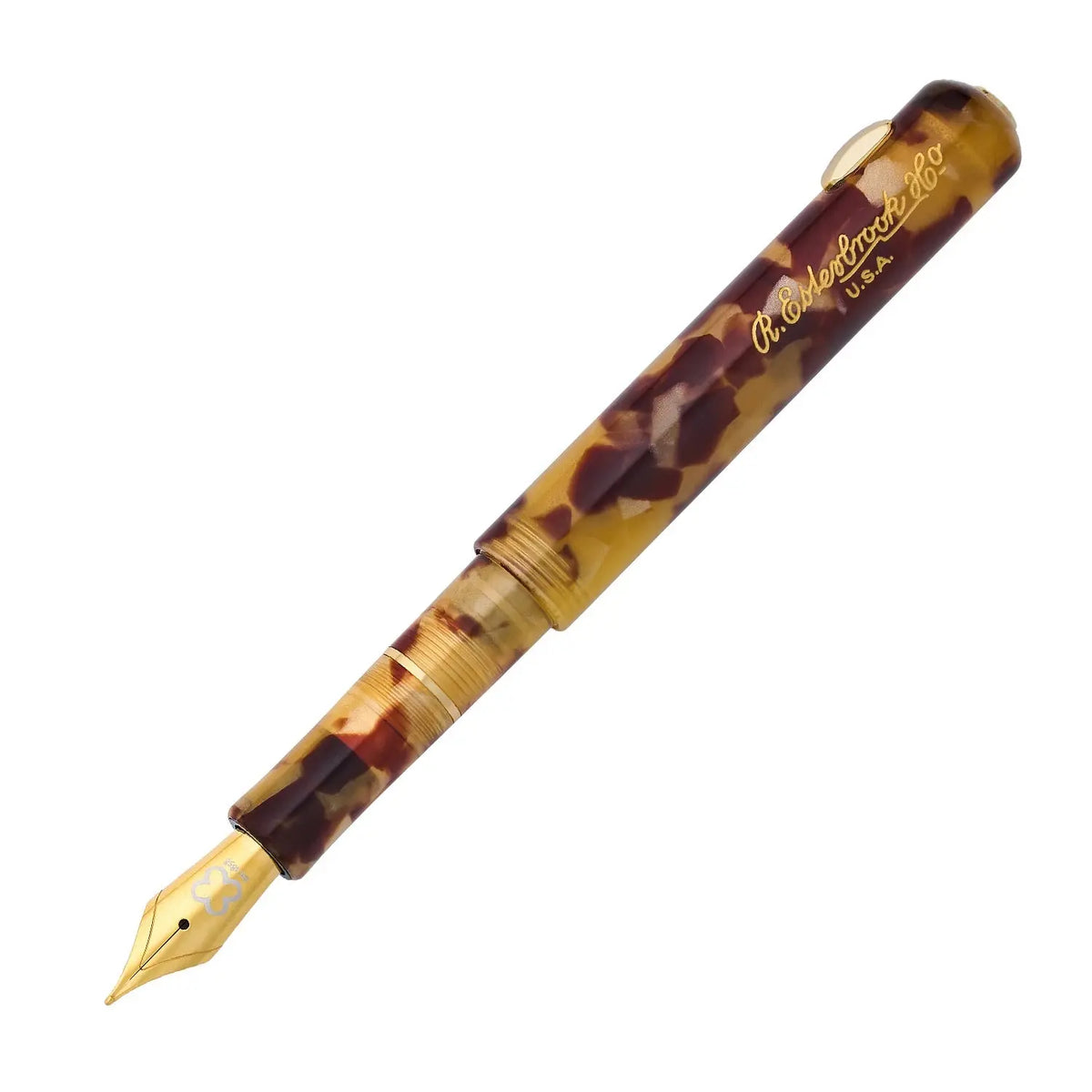 Esterbrook Niblet Tortoise Gold dolma kalem, kaplumbağa desenli reçine gövde ve altın renkli mini stub uç