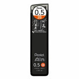 Pentel Ain 0.5 mm 2B versatil kalem ucu tüpü, siyah ambalaj üzerinde açma şeması ve 40 adet bilgisi