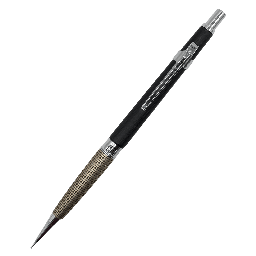 Newman Vintage versatil kalem, siyah gövde ve tırtıklı bronz kavrama, tam boy görünüm, 0.5 mm