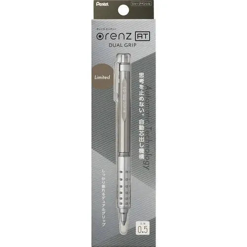 Pentel Orenz AT Limited kutusu bronz versiyon, Dual Grip baskılı ambalaj, 0.5 mm uç bilgisi