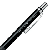 Pentel Orenz Metal Grip kalemin üst gövdesi; metal klips, Pentel orenz ve 0.5 baskıları yakın çekim