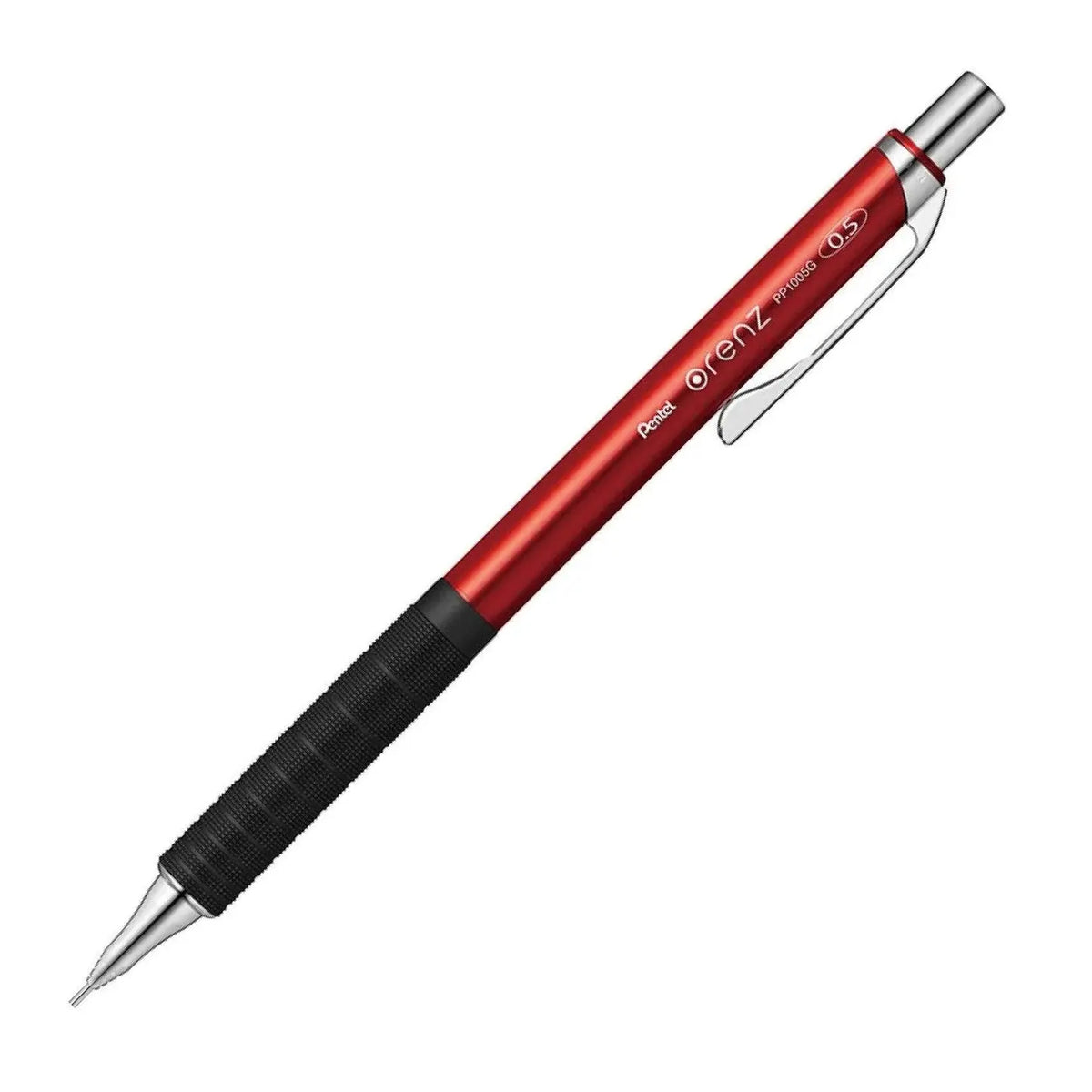 Pentel Orenz Metal Grip versatil kalem kırmızı gövde, siyah metal kavrama, 0.5 mm