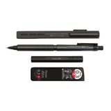 Orenz Nero setinin kutudan çıkmış parçaları: Clic Eraser silgi, 0.3 mm kalem, metal uç kutusu ve Ain 0.3 B uç tüpü