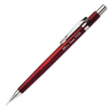 Pentel P205 versatil kalem bordo kırmızı gövde, krom klips ve ince metal uç, tam boy 0.5 mm