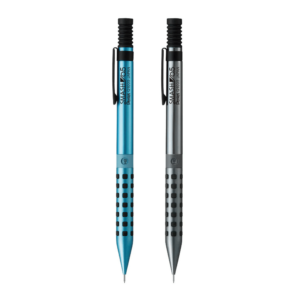 Pentel Smash Diamond Metallic versatil kalem mavi ve gri iki renk yan yana, 0.5 mm