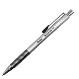 Pentel Technomatic vintage versatil kalem fırçalanmış gümüş gövde, çapraz tam boy görünüm, 0.5 mm
