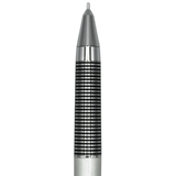 Pentel Technomatic kavrama halkaları ve krom koni ucu dik açıdan yakın çekim, uç metali görünür
