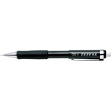 Pentel Tuff versatil kalem siyah gövde, kauçuk kavrama ve krom uç, yatay tam boy, 0.5 mm