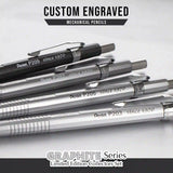 Pentel Sharp Graphite serisi dört kalem üst üste; P209, P207, P205 ve P203 gravürleri görünür