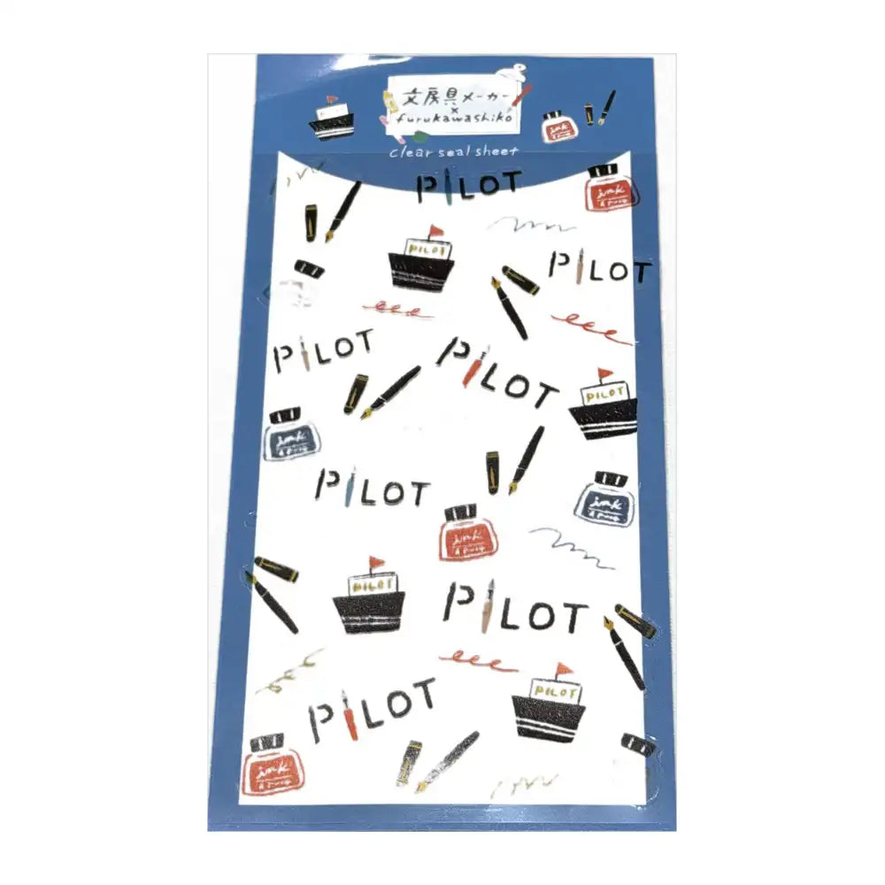 Furukawa Shiko × Japon Kırtasiye Şeffaf Sticker Seti - Pilot & Pentel Desenleri