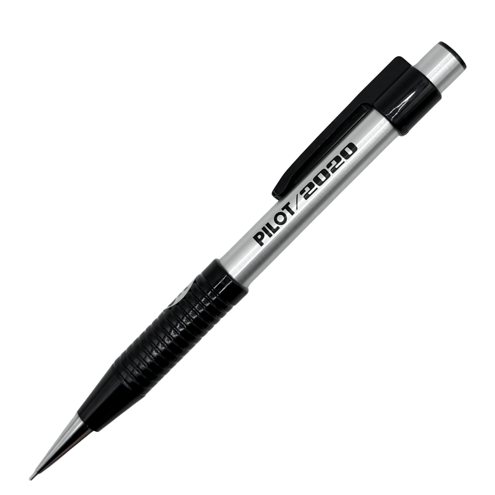 Pilot 2020 vintage versatil kalem gümüş gövde ve siyah kavrama, tam boy görünüm, 0.5 mm