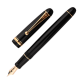 Pilot Custom 74 kapağı ayrılmış halde, 14k altın uç ve altın klips yan yana