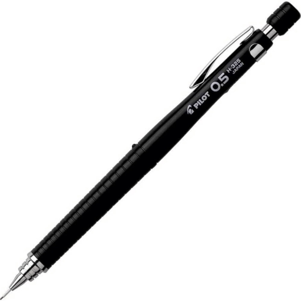 Pilot H32 versatil kalem siyah gövde ve tırtıklı kavrama, tam boy açılı görünüm, 0.5 mm