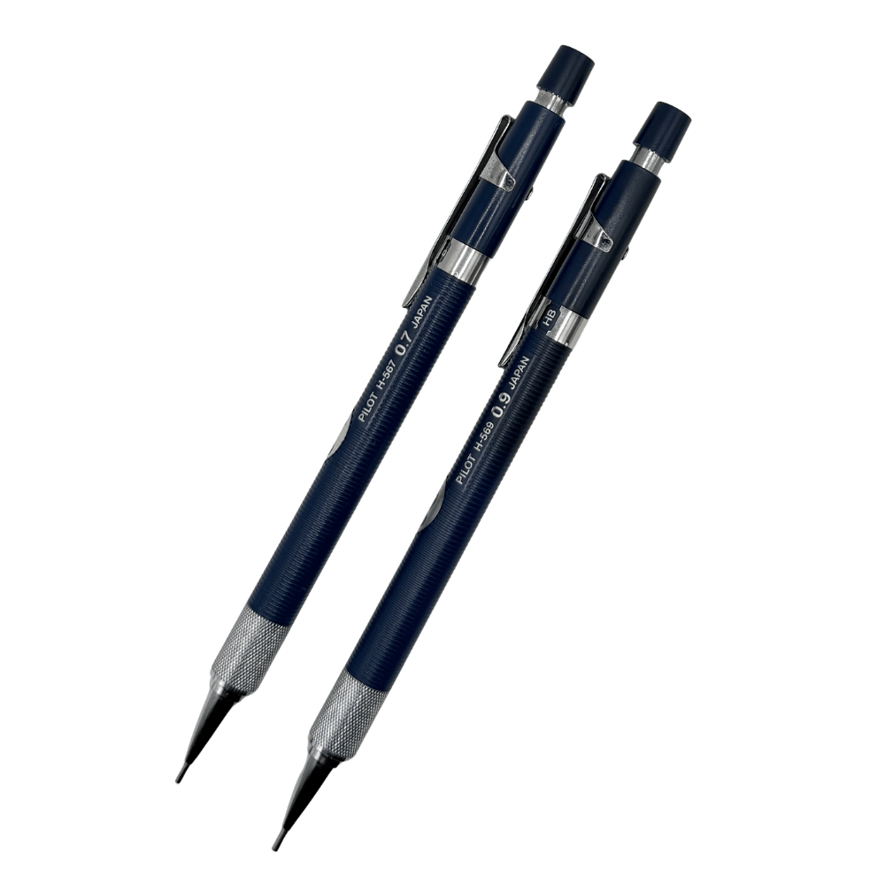 Pilot H-56X vintage versatil kalem, lacivert gövdeli 0.7 ve 0.9 mm iki model yan yana tam boy