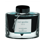 Pilot Iroshizuku Sui-Gyoku şişe mürekkep, cam şişe ve siyah kapak, 50 ml etiketli