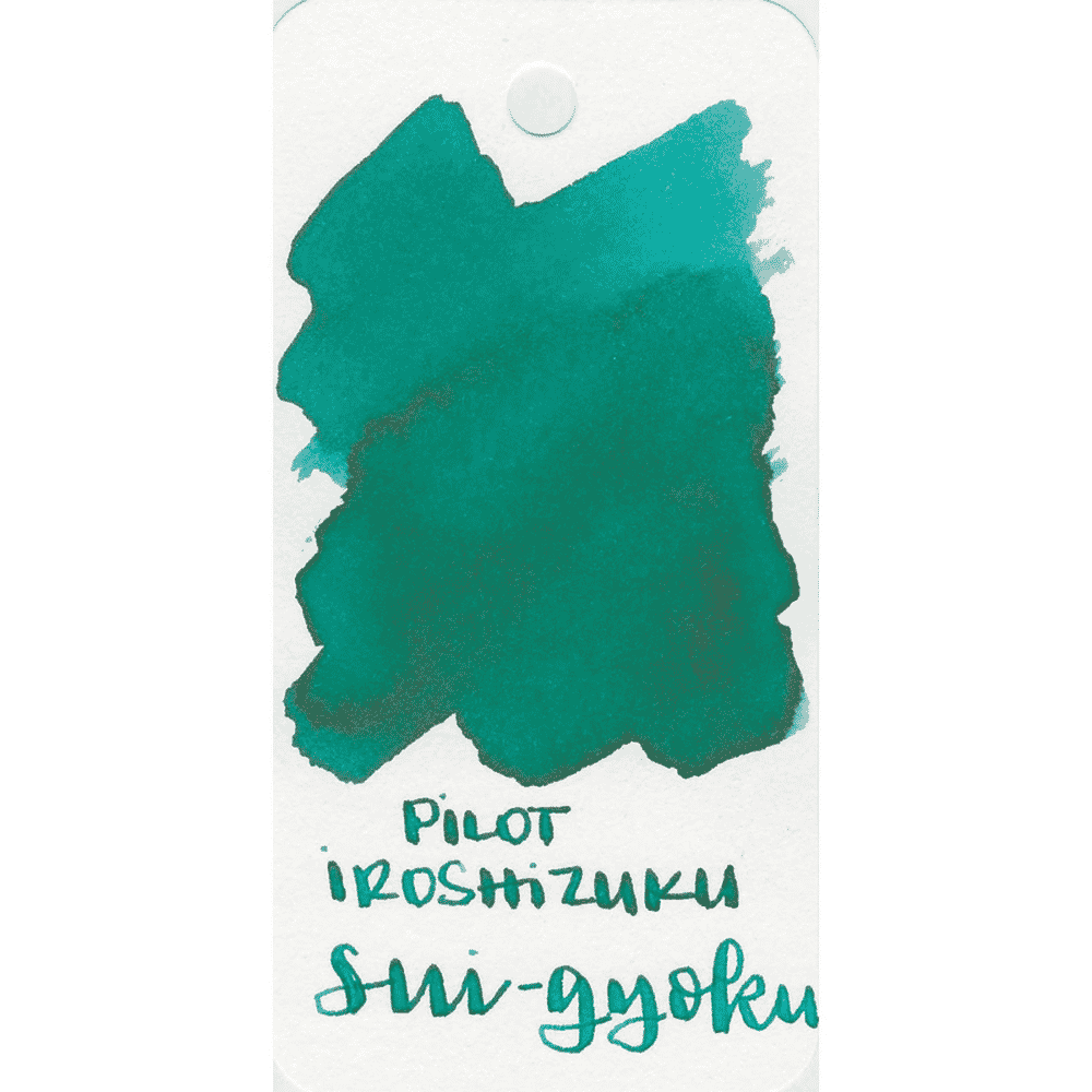 Pilot Iroshizuku Sui-Gyoku renk kartı; kalın fırça lekesinde zümrüt yeşil tonu